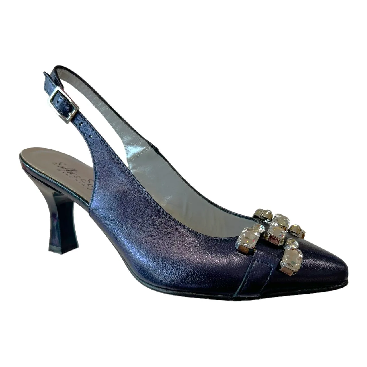 24055 Gold Laminated Leather Mid Heels