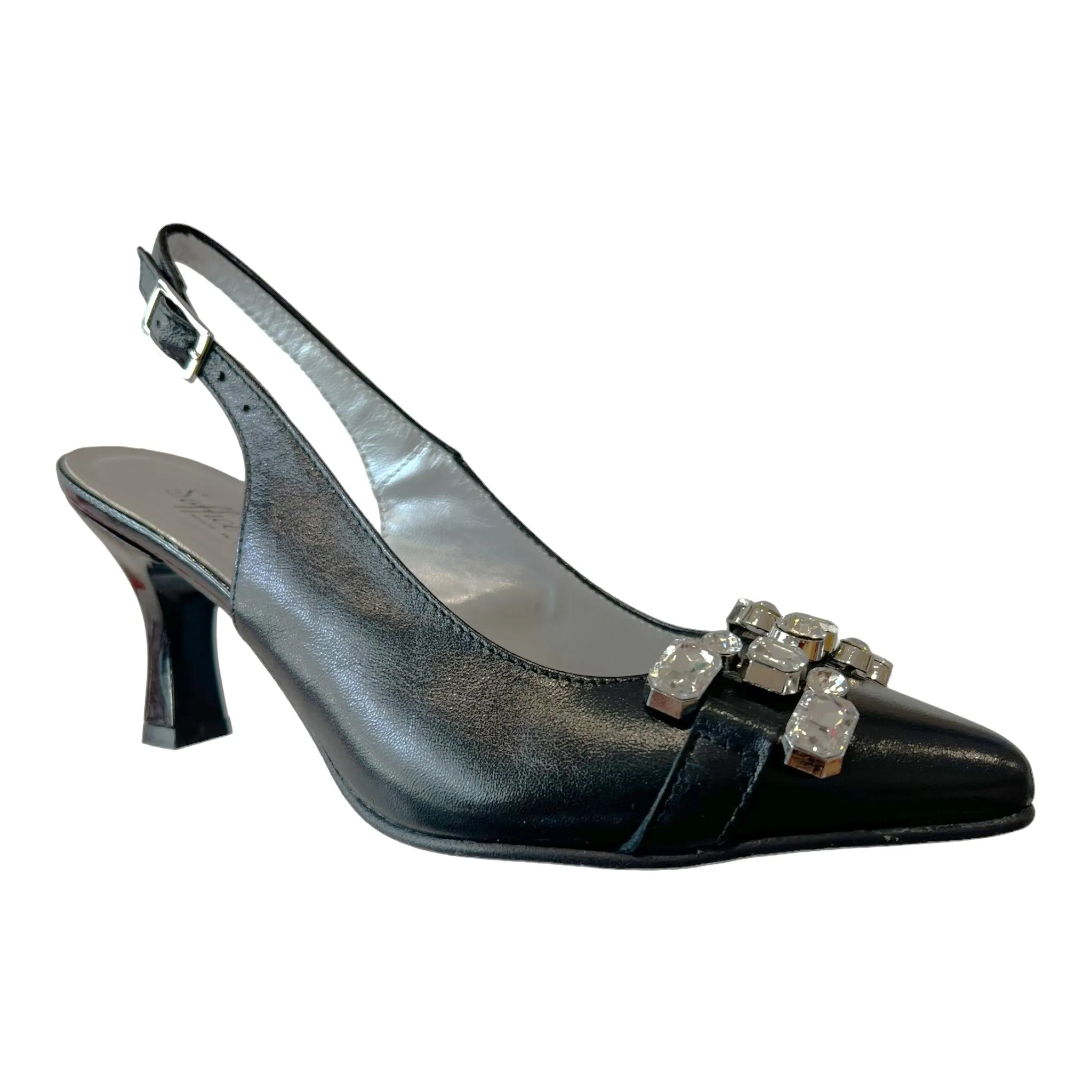24055 Gold Laminated Leather Mid Heels