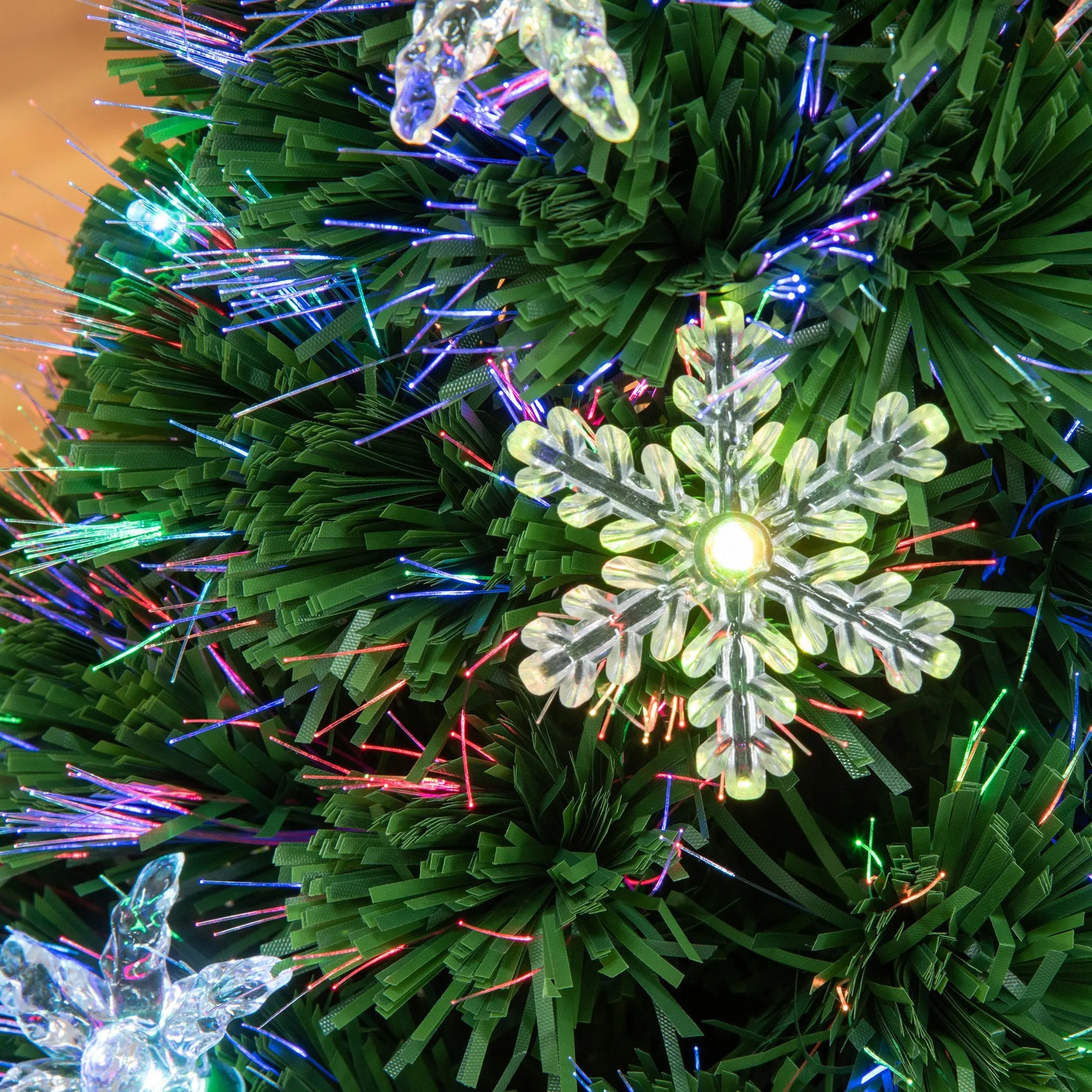 3FT Prelit Artificial Christmas Tree Fiber Optic LED Light Holiday Home Xmas Decoration Tree with Foldable Feet