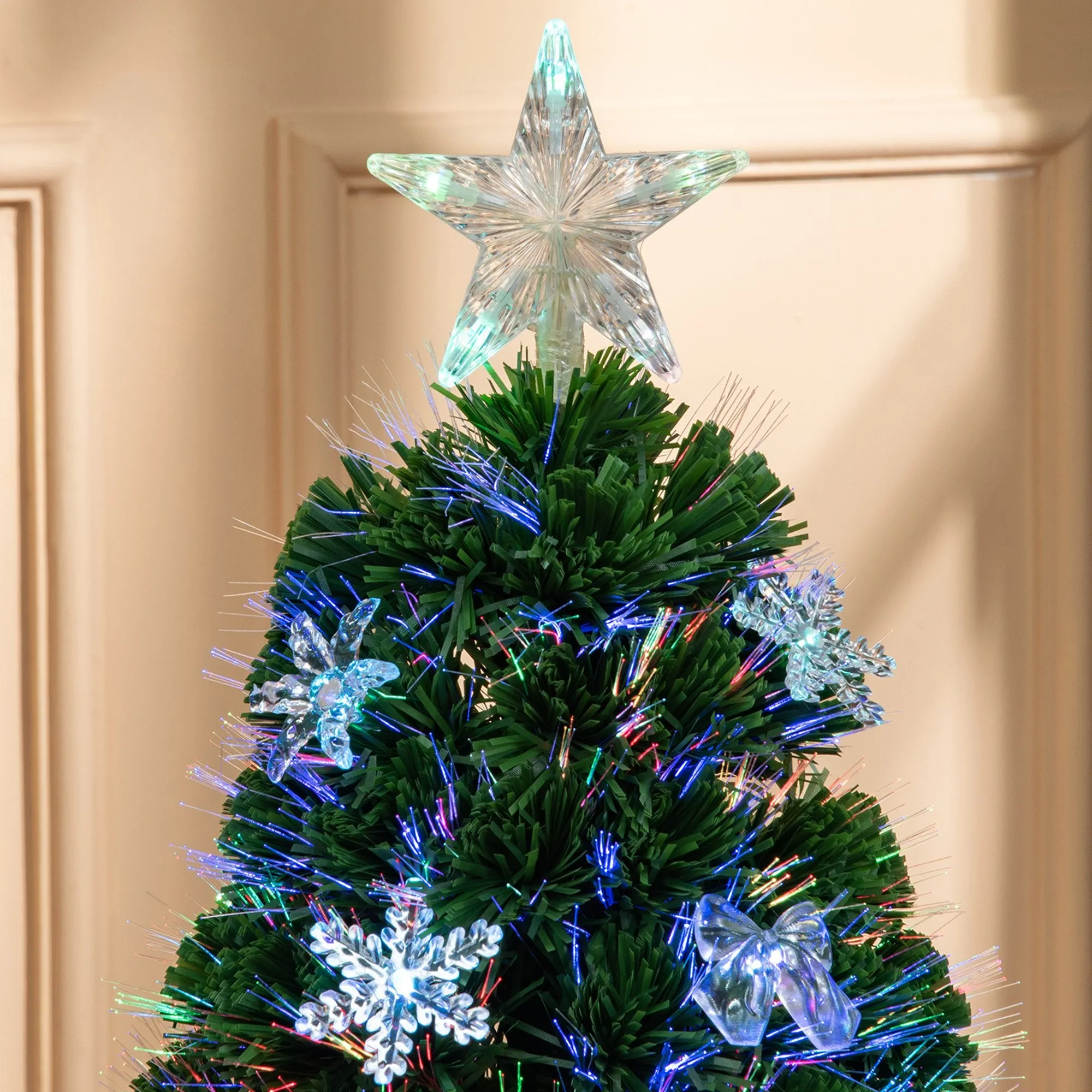 3FT Prelit Artificial Christmas Tree Fiber Optic LED Light Holiday Home Xmas Decoration Tree with Foldable Feet