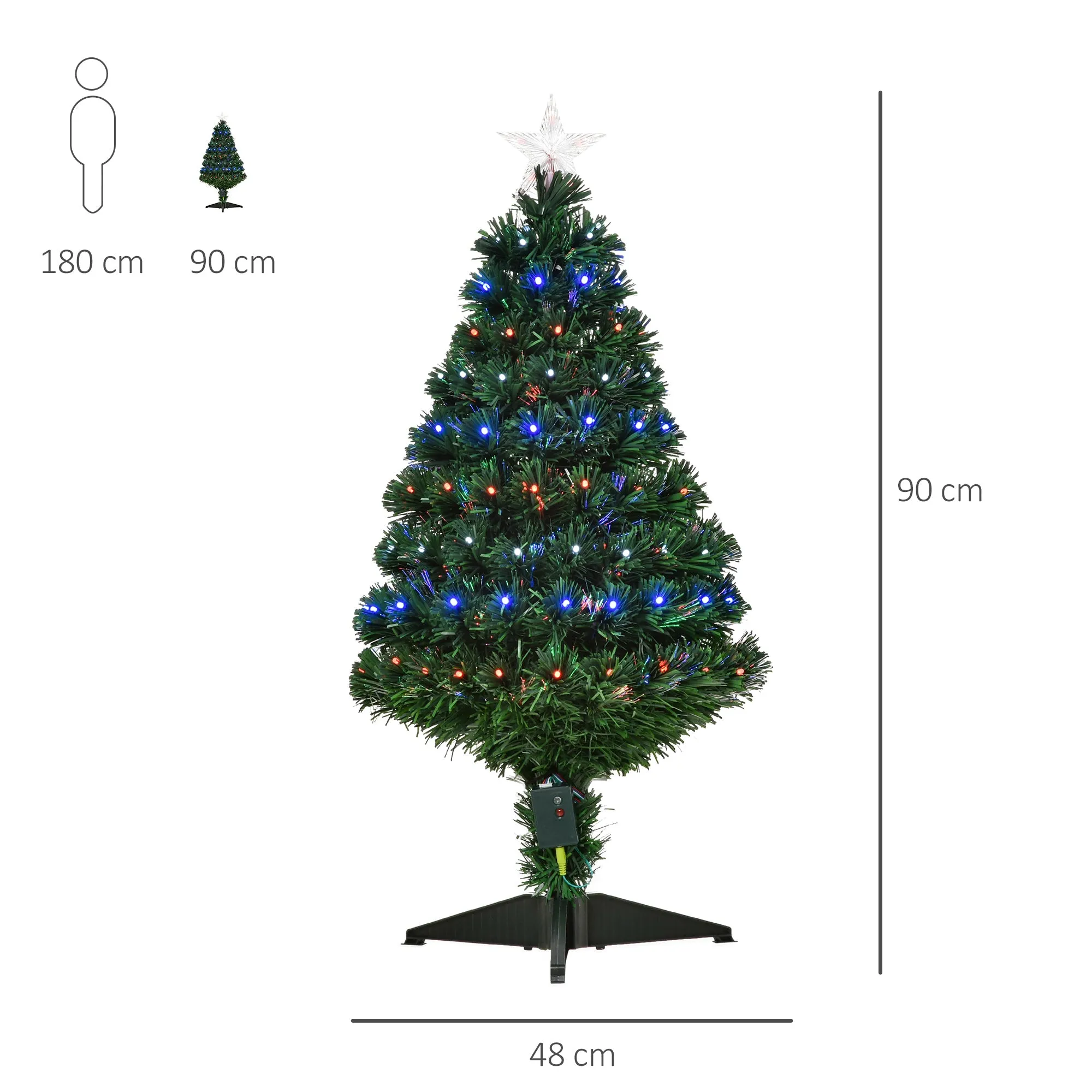 3FT Prelit Artificial Christmas Tree with Multi-Coloured Fiber Optic LED Light