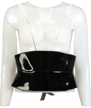 AllSaints Oakleigh Black Patent Leather Corset Belt UK S/M