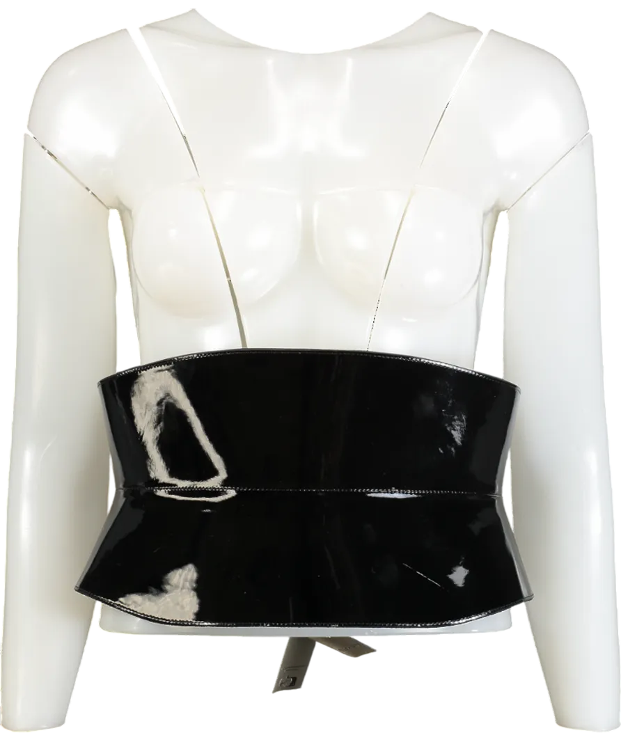 AllSaints Oakleigh Black Patent Leather Corset Belt UK S/M