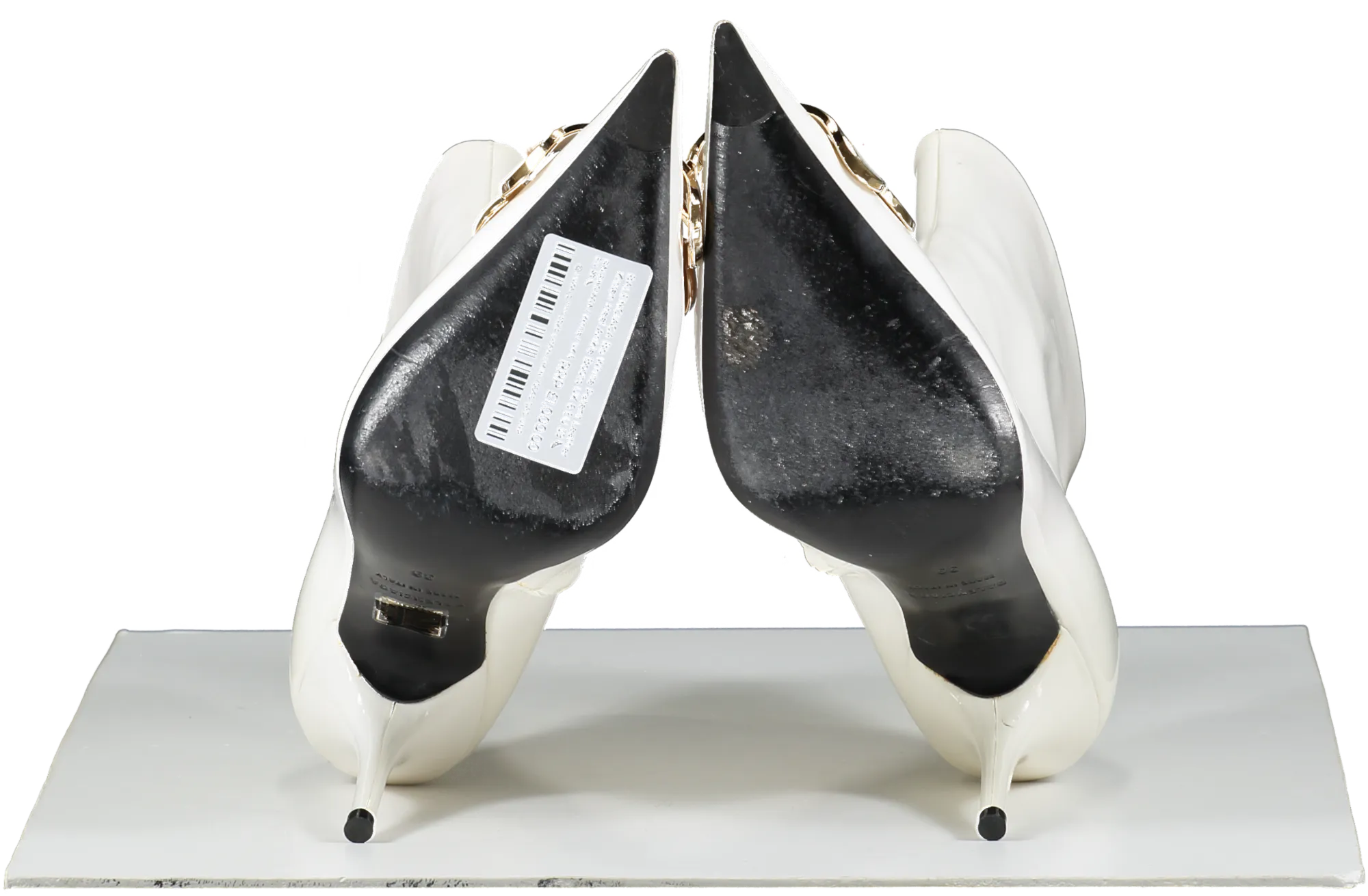 BALENCIAGA  Bb White Patent Leather Kitten Heel Ankle Boots UK 6 EU 39 
