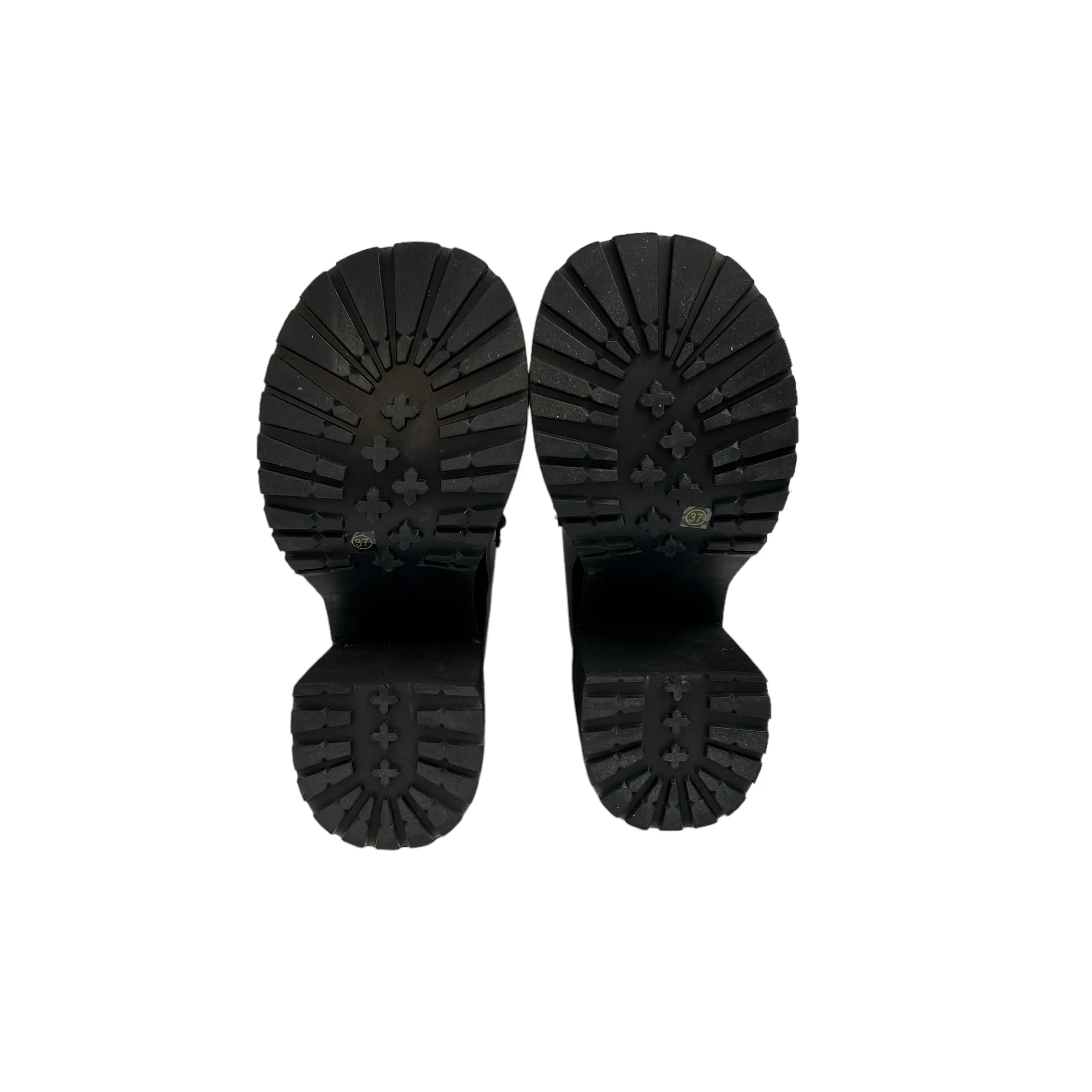 Black Faux Patent Platform Heeled Loafers