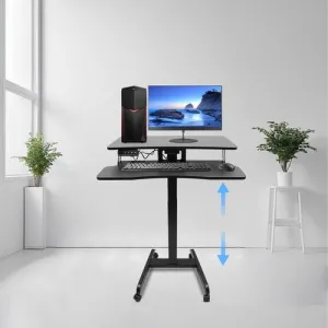 Black Rolling Electric Podium Desk Height Adjustable with Wheels for Office Home