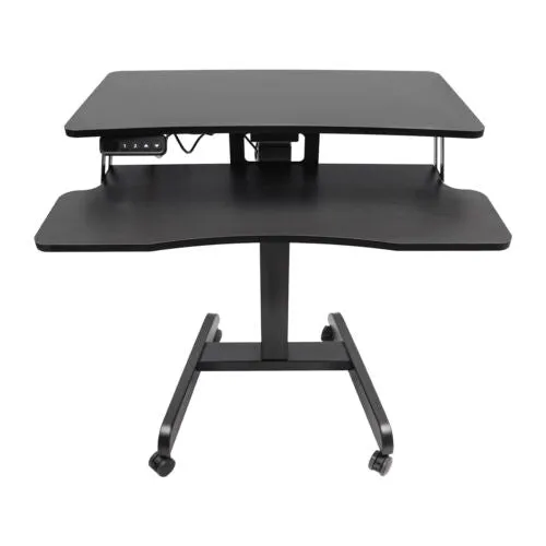 Black Rolling Electric Podium Desk Height Adjustable with Wheels for Office Home