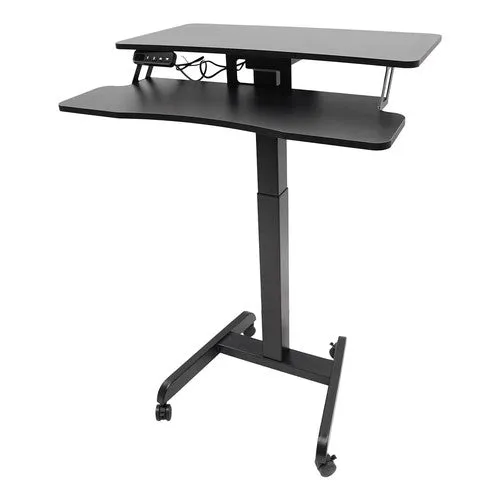 Black Rolling Electric Podium Desk Height Adjustable with Wheels for Office Home