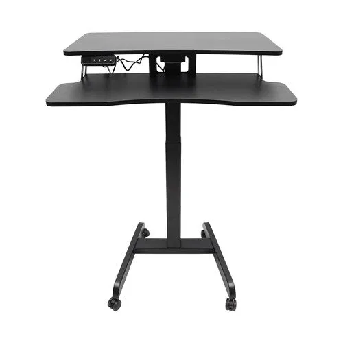 Black Rolling Electric Podium Desk Height Adjustable with Wheels for Office Home