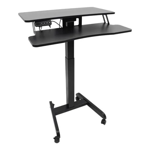Black Rolling Electric Podium Desk Height Adjustable with Wheels for Office Home