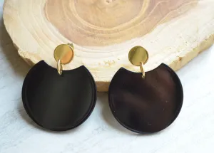 Black Statement Lucite Big Geometric Dangle Earrings - Hanna