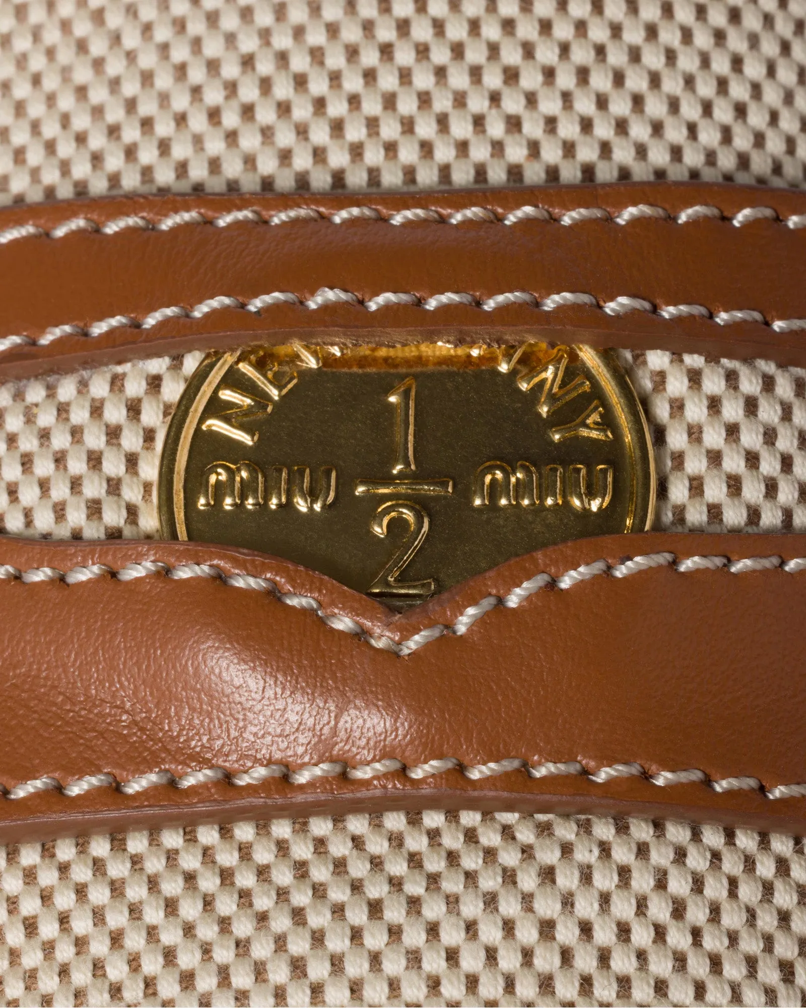Canvas & Leather Beige / Brandy Mules