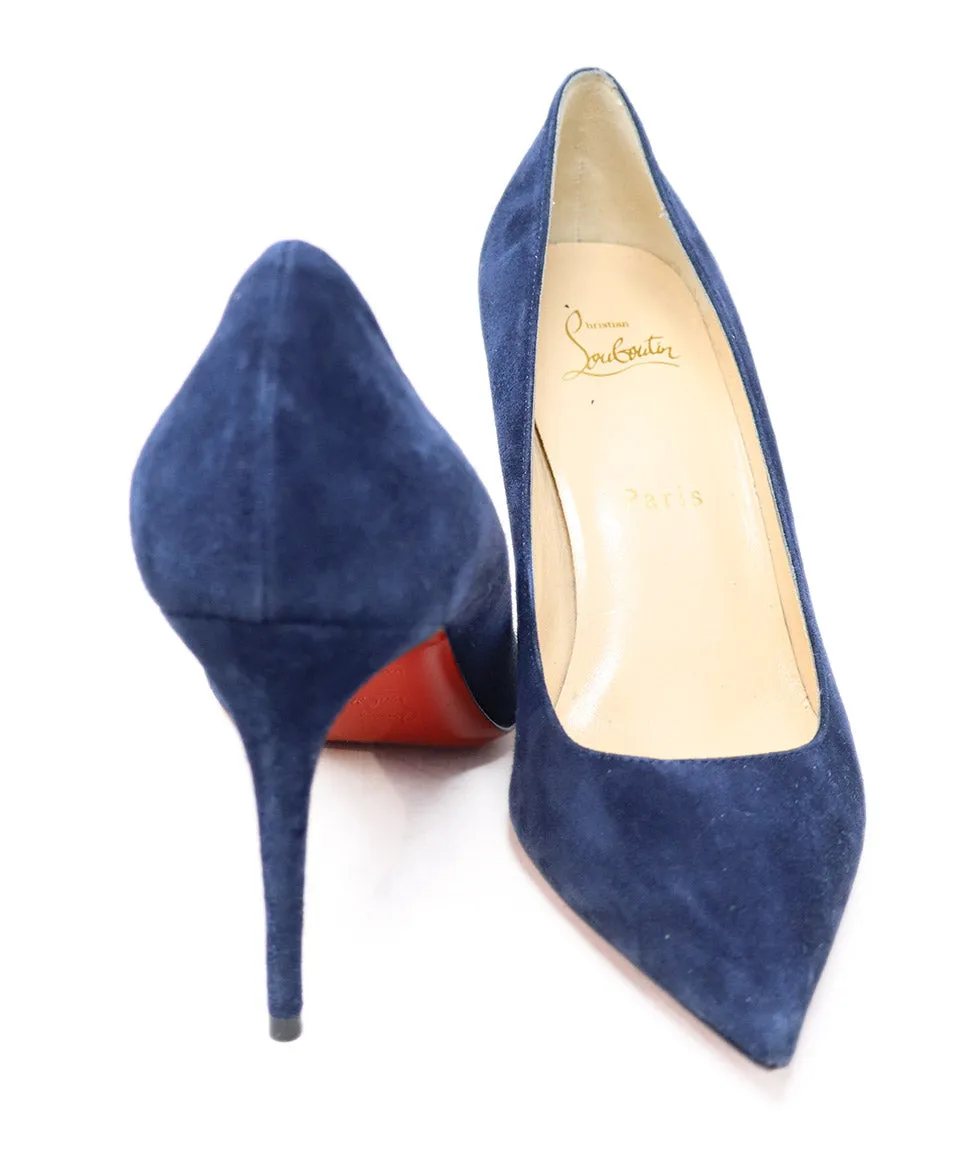 Christian Louboutin Blue Navy Suede Heels sz 8