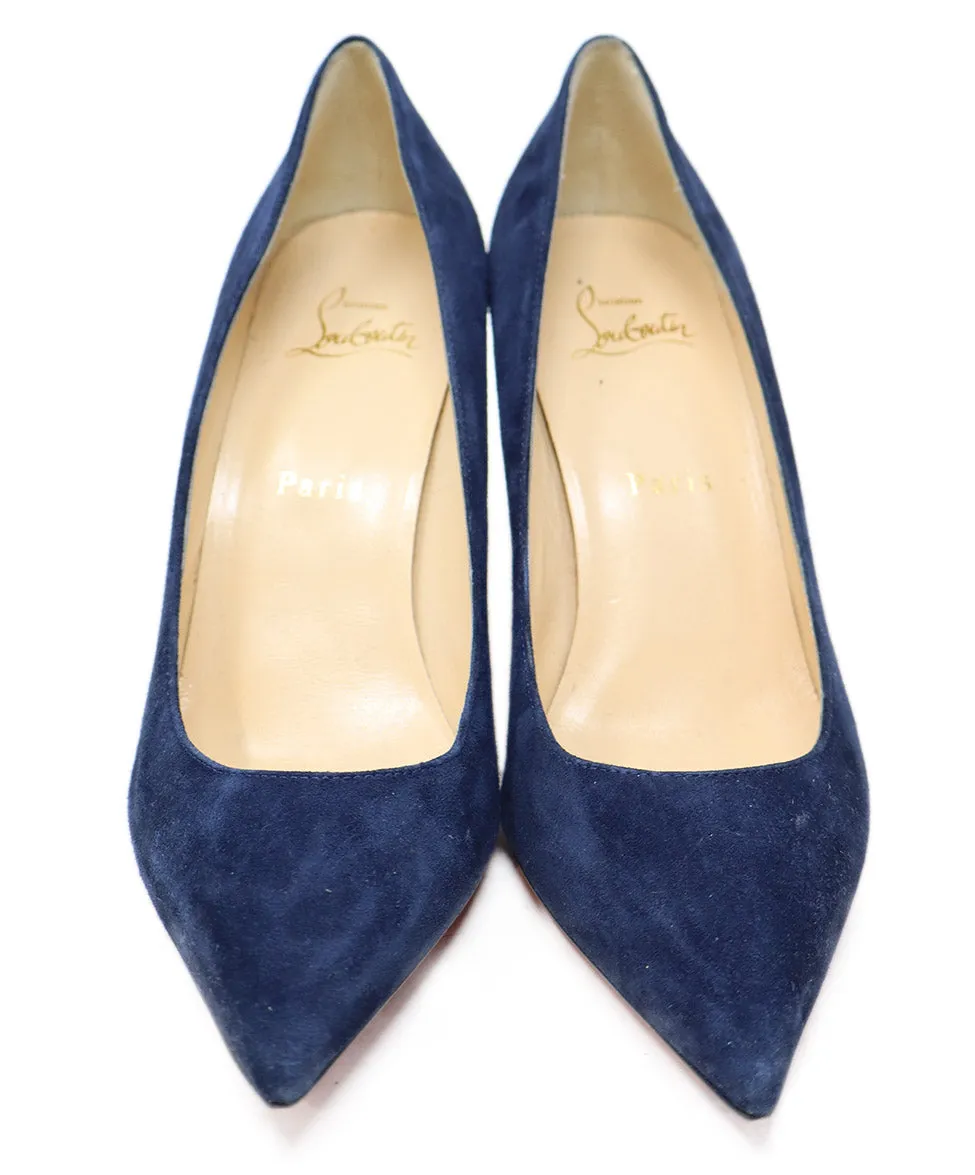 Christian Louboutin Blue Navy Suede Heels sz 8