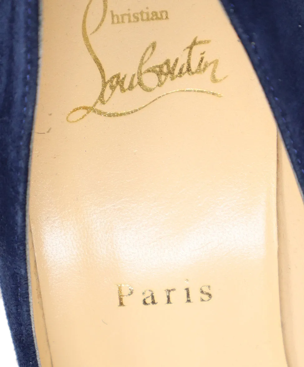 Christian Louboutin Blue Navy Suede Heels sz 8