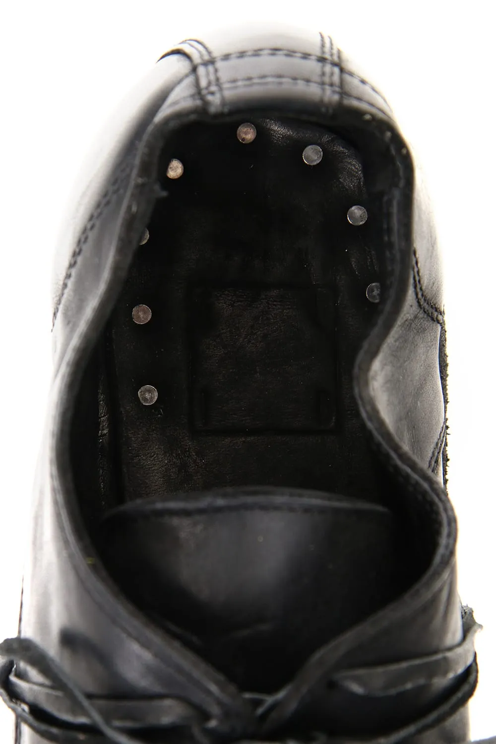 Classic Derby Shoes Laced Up Single Sole - Horse Full Grain Leather - Black