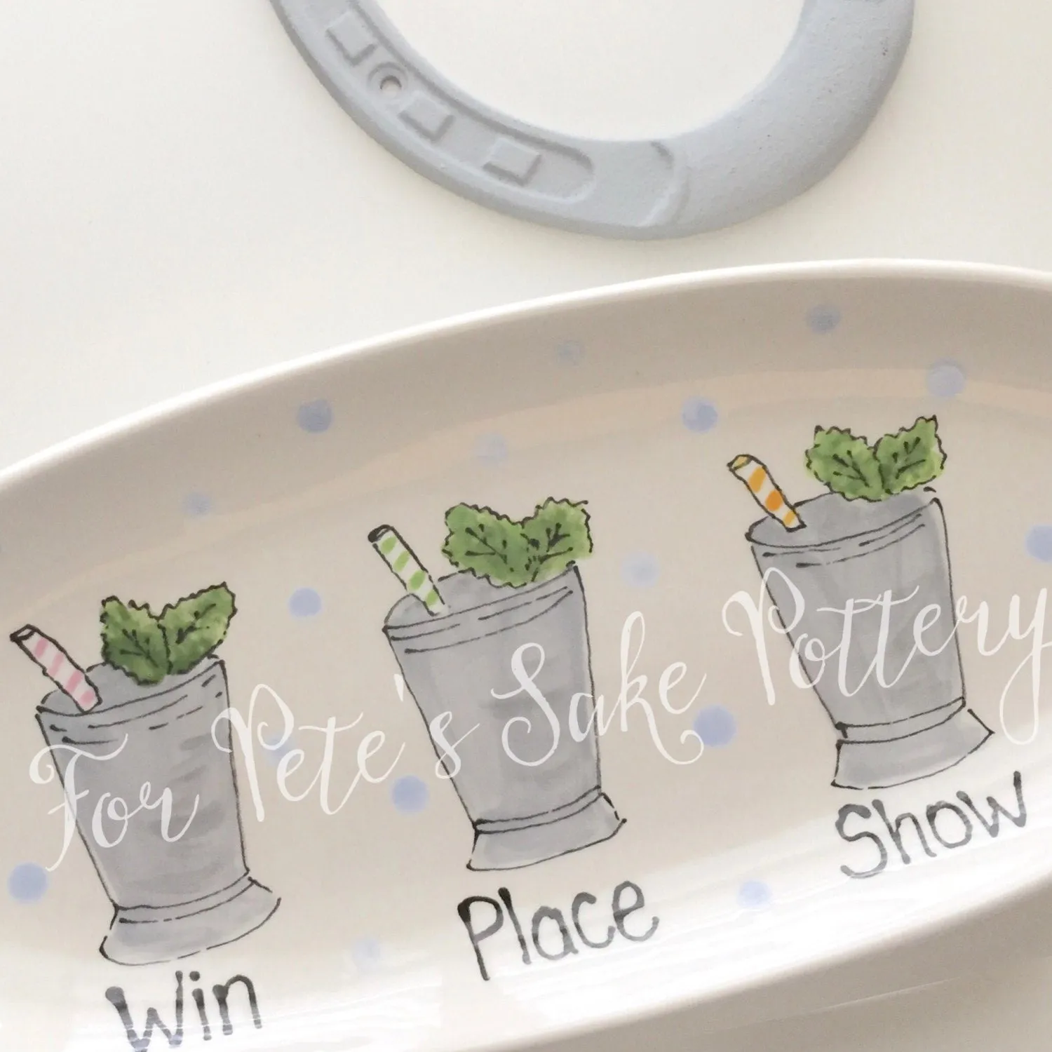 Classic oval Mint Julep Kentucky Derby Platter