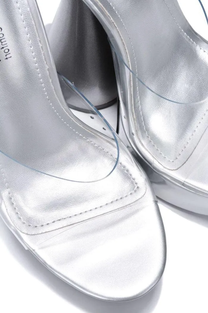 clear strap platform round chunky heel shoes