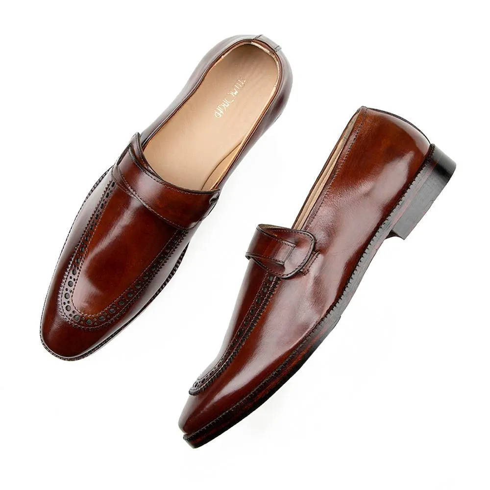Cognac Patina High Shine Butterfly Loafers
