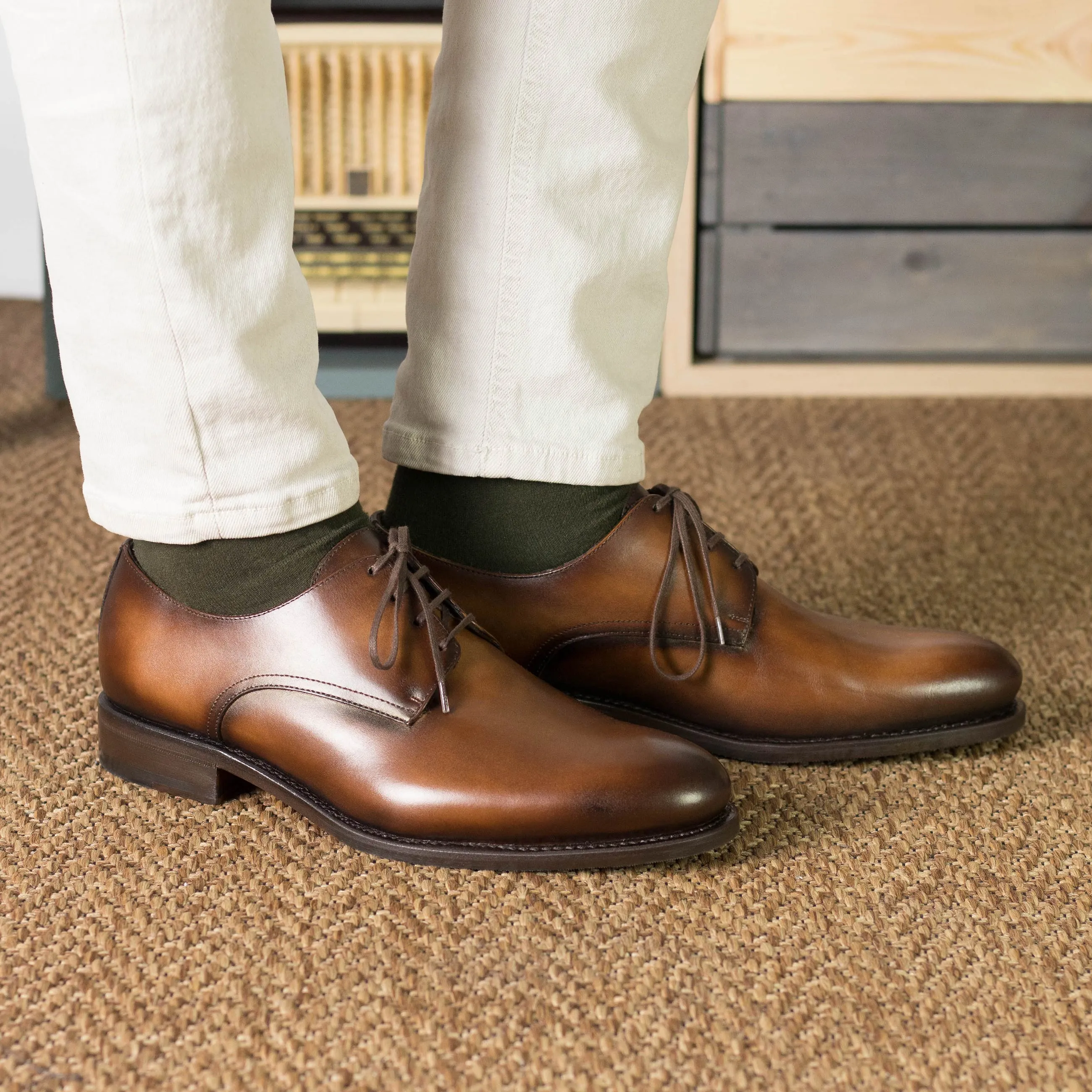 DapperFam Vero in Brown Men's Italian Leather Derby