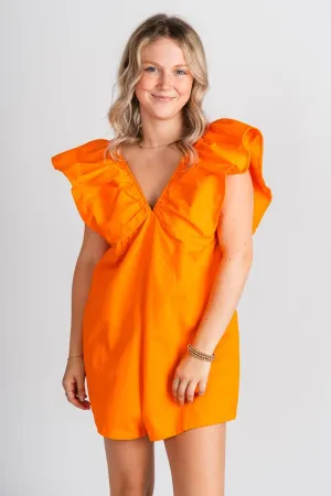 Denim ruffle romper sunkist