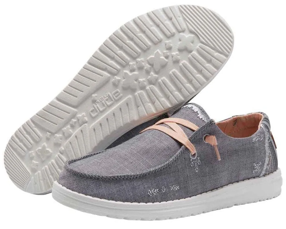 Dude Womens 'Wendy Boho' Canvas Shoes - Grey