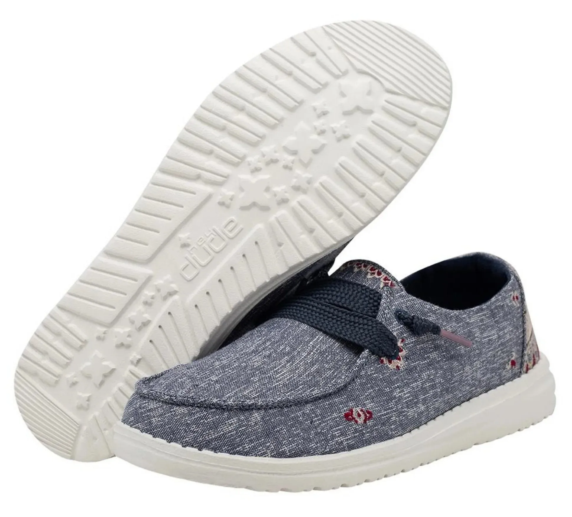 Dude Womens Wendy Flora Chambray Shoes - Iris Blue