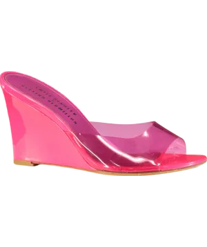 Emili Sindlev X Bettina Vermillon Pink Britney Pvc-patent Leather Wedge Mules UK 5 EU 38 
