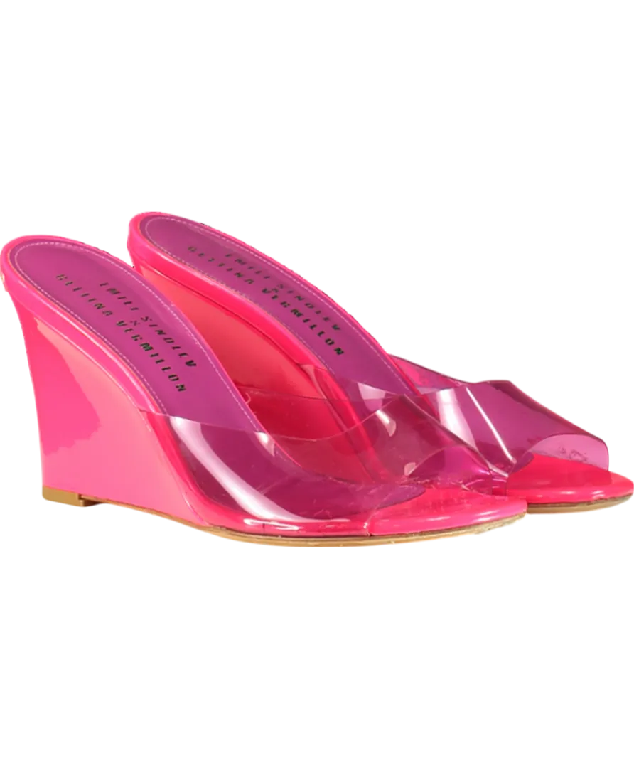 Emili Sindlev X Bettina Vermillon Pink Britney Pvc-patent Leather Wedge Mules UK 5 EU 38 