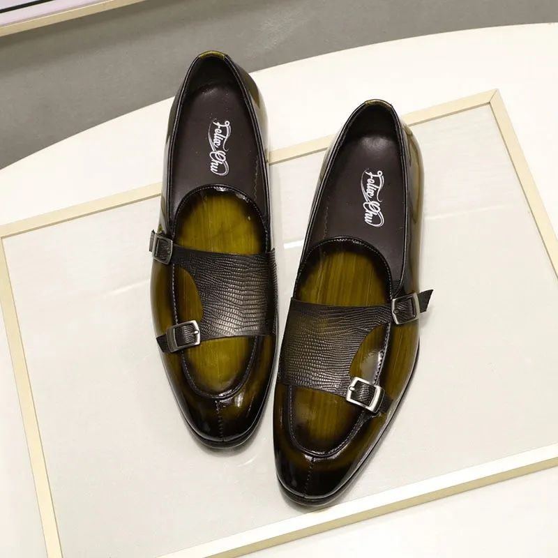 FC Men's Patent Leather Buckle Detail Wedding Loafers