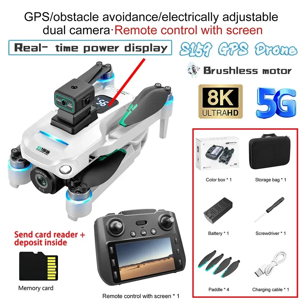 Foldable 8K EIS Dual Camera Drone with 5G FPV Transmission, Omnidirectional Obstacle Avoidance & GPS  260g Lightweight Quadcopter for Aerial Photography (28-Min Flight, 4K/8K HD)