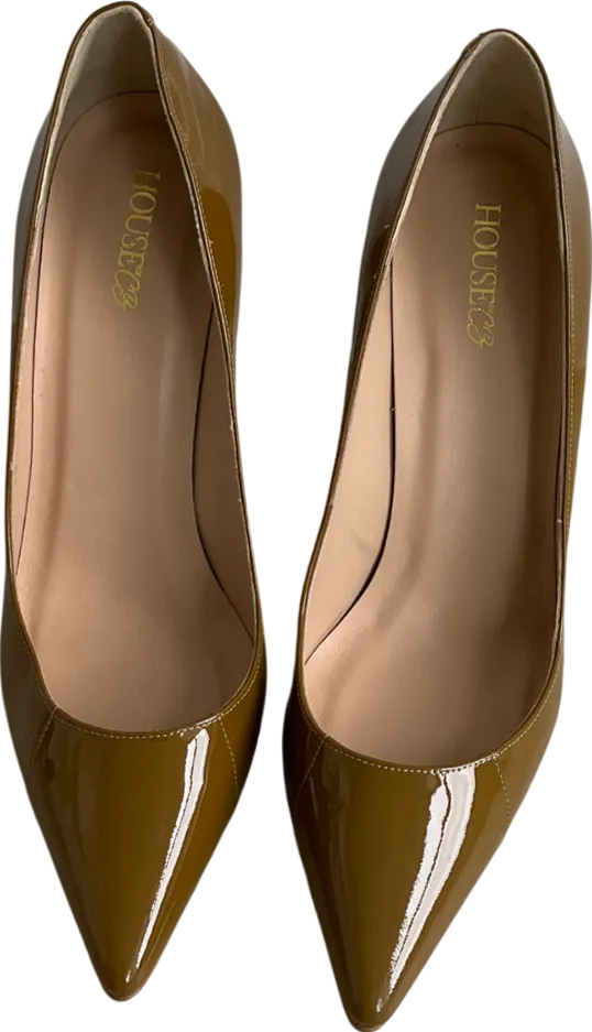 House of CB Brown Paris 4 Patent Leather Pointy Toe Heels UK 8 EU 41 