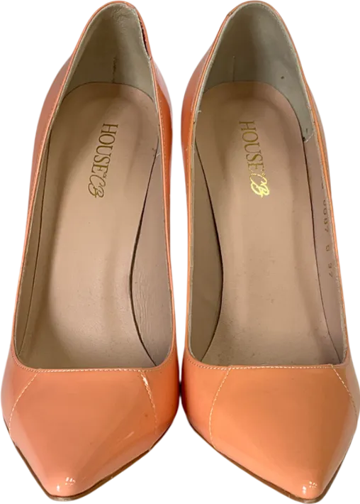 House of CB Orange Paris 5" Tan Patent Leather Pointy Toe Heels UK 4 EU 37 