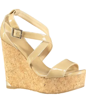 Jimmy Choo Beige Patent Portia Cork Heel Wedges UK 3 EU 36 