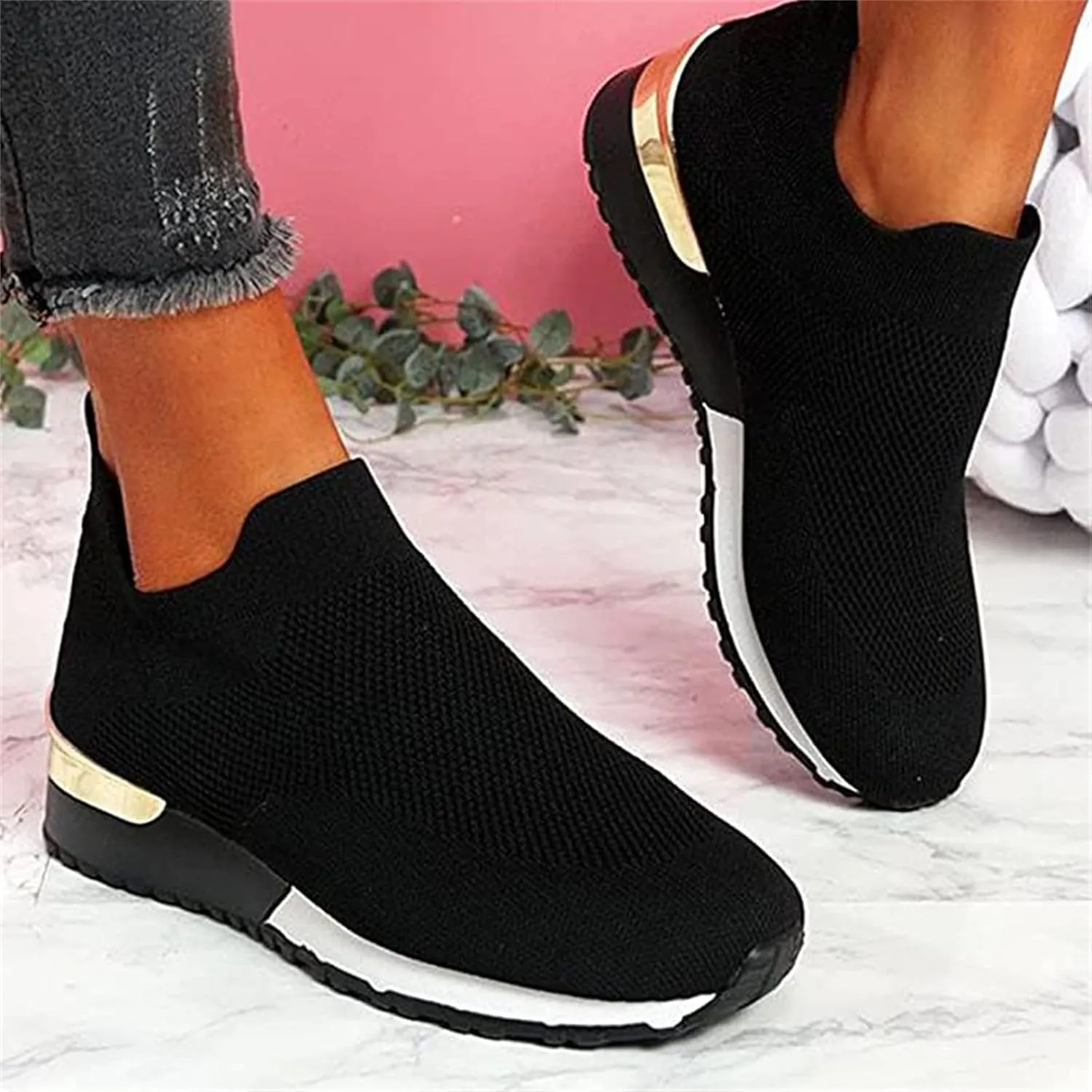 Lausiuoe Sneakers For Women Walking Shoes Comfortable Tennis Shoes Breathable Casual Gym Workout Restaurant Work Shoes