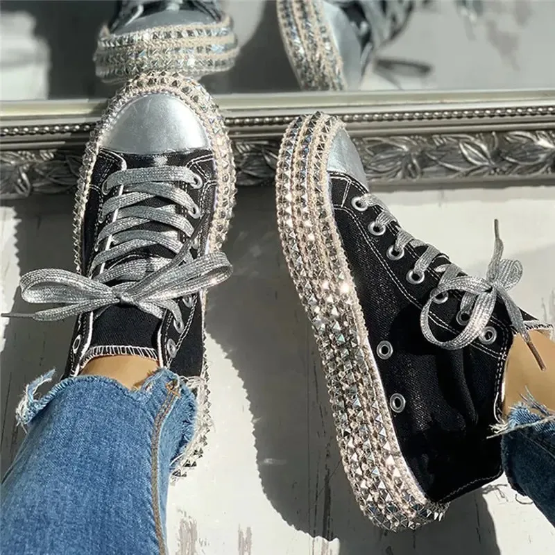 Leopard Print and Black Canvas Shoes