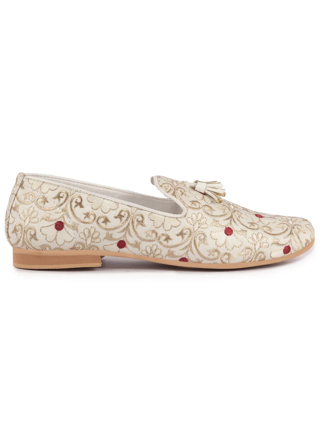 Men Multi Silk Zardosi Embroidered Tassel Traditional Jutti and Mojaris|Sherwani Kurta Loafers|Wedding Slip-On Party Ethnic Shoes