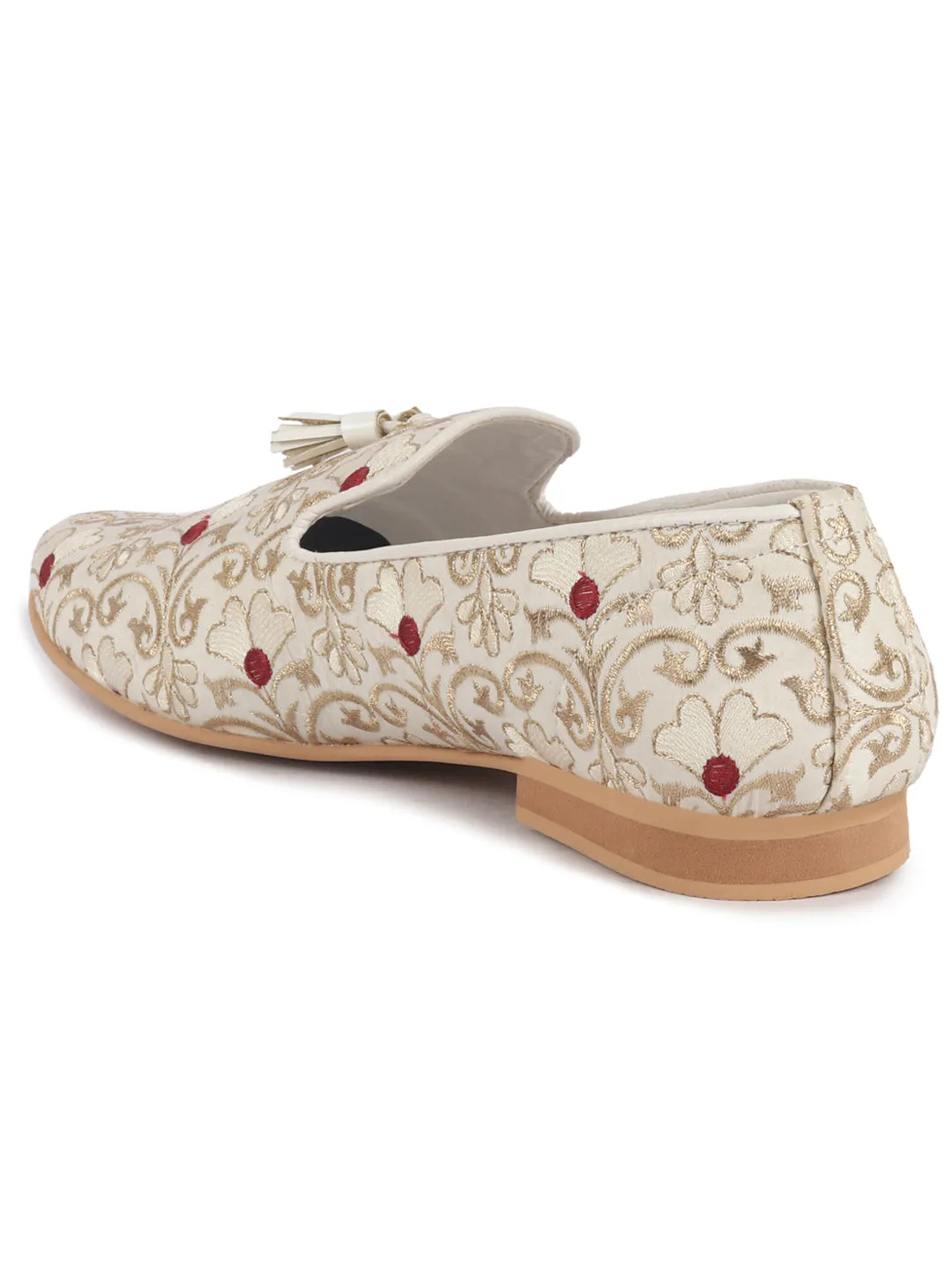 Men Multi Silk Zardosi Embroidered Tassel Traditional Jutti and Mojaris|Sherwani Kurta Loafers|Wedding Slip-On Party Ethnic Shoes