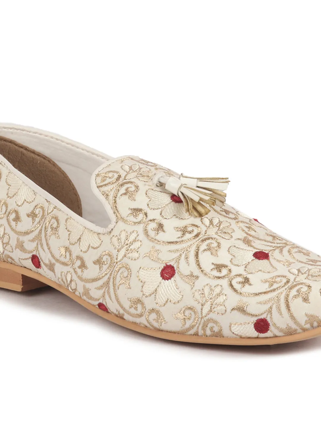 Men Multi Silk Zardosi Embroidered Tassel Traditional Jutti and Mojaris|Sherwani Kurta Loafers|Wedding Slip-On Party Ethnic Shoes