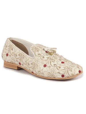 Men Multi Silk Zardosi Embroidered Tassel Traditional Jutti and Mojaris|Sherwani Kurta Loafers|Wedding Slip-On Party Ethnic Shoes