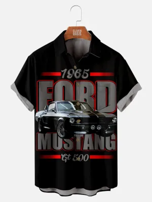 Men's 1965 Ford Mustang Gt 500 Black Short Sleeve Shirt