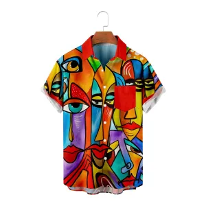 Men's Abstract Painting Print Short Sleeve Shirt