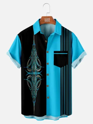 Men's Automotive Pinstripe Design with Stripes Short Sleeve Shirt