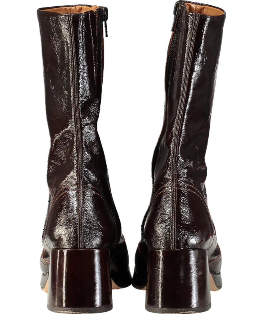 MIISTA Brown Cass Patent Mid-calf Boots UK 2 EU 35 