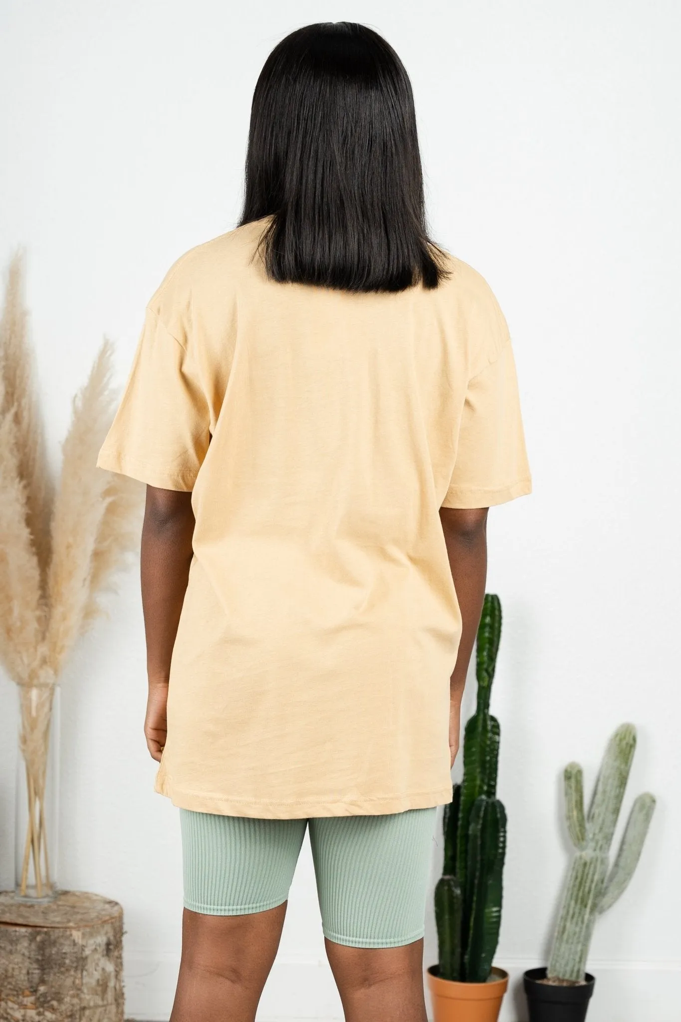 Mountains are calling oversized graphic tee vintage gold