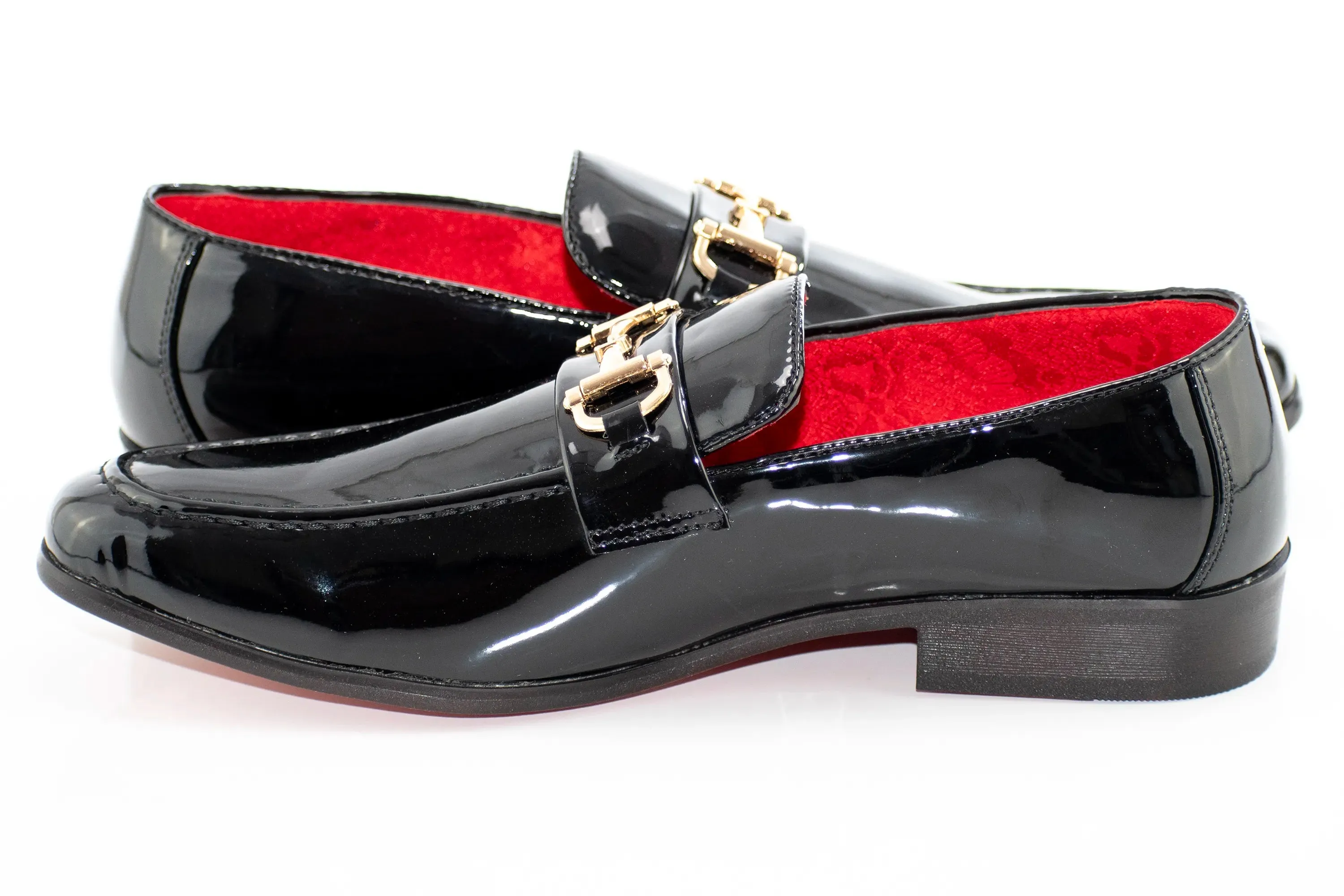 Patent Leather with Gold Snaffle Loafers