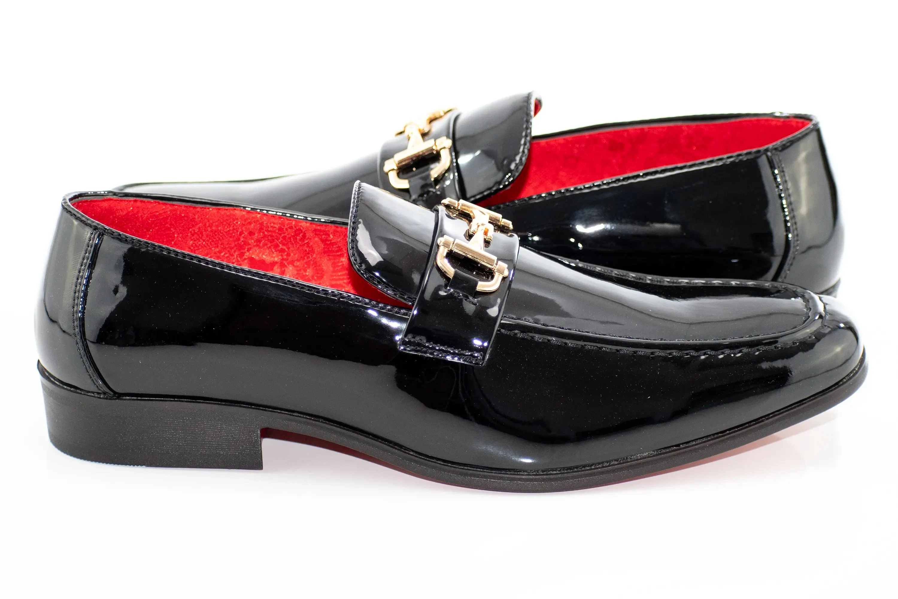 Patent Leather with Gold Snaffle Loafers