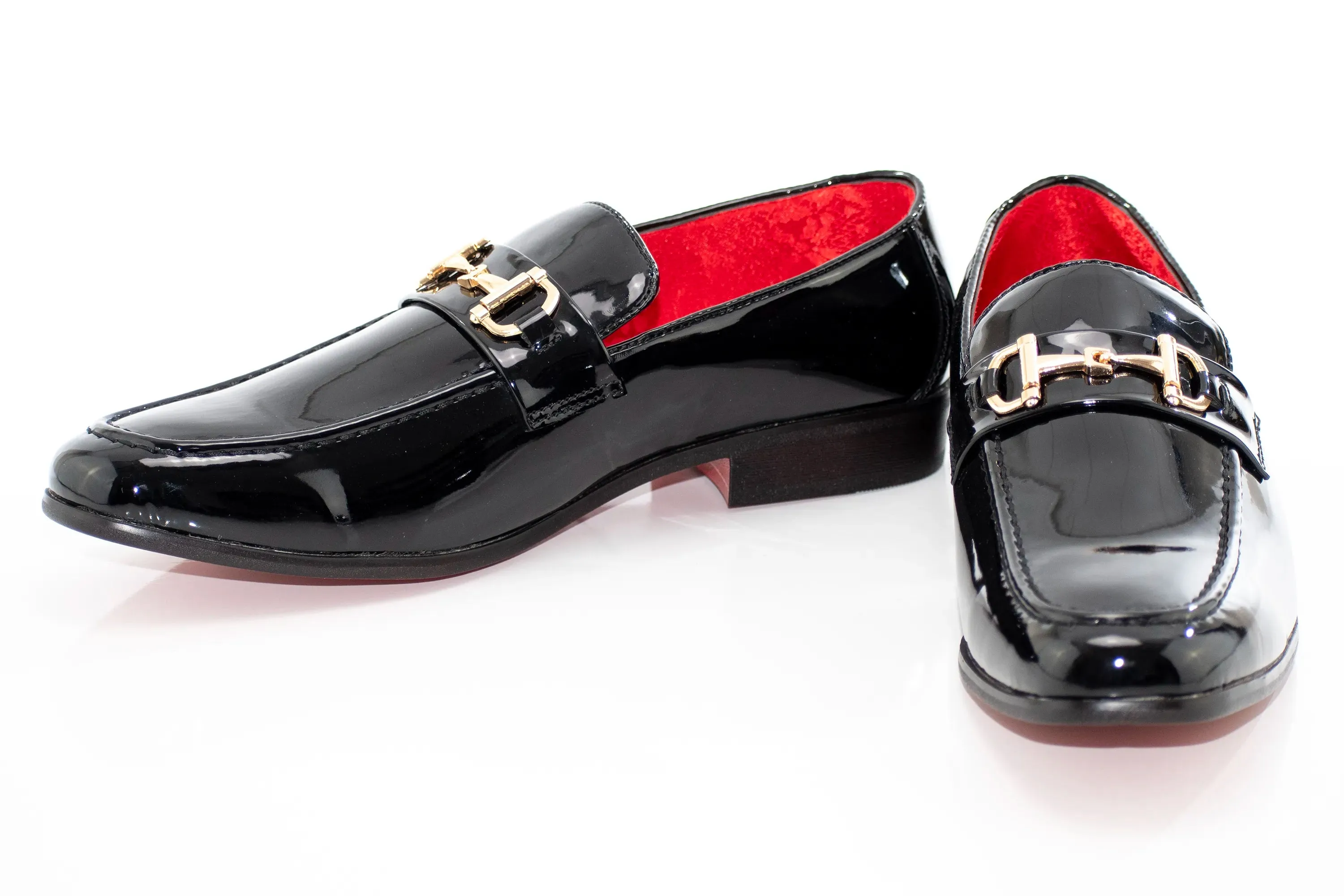 Patent Leather with Gold Snaffle Loafers