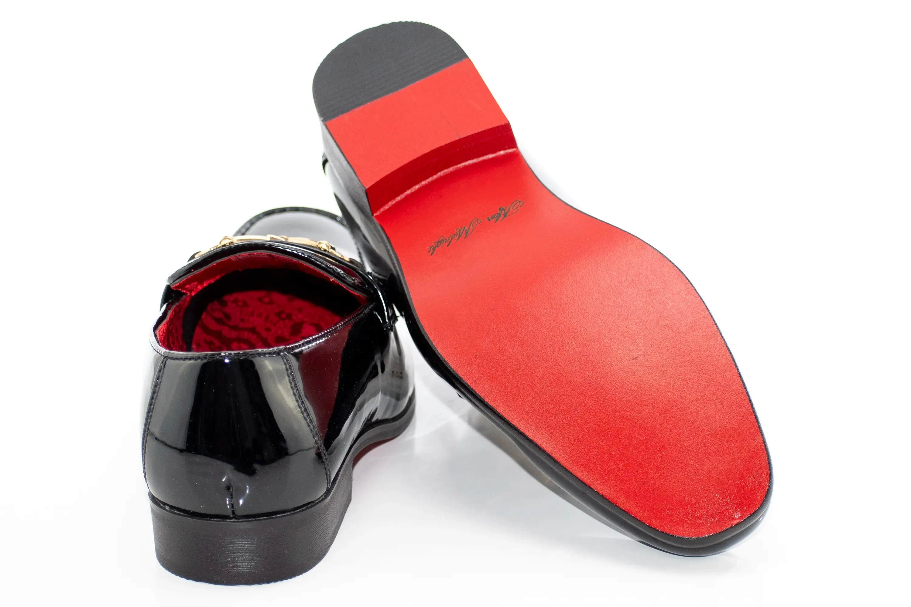 Patent Leather with Gold Snaffle Loafers