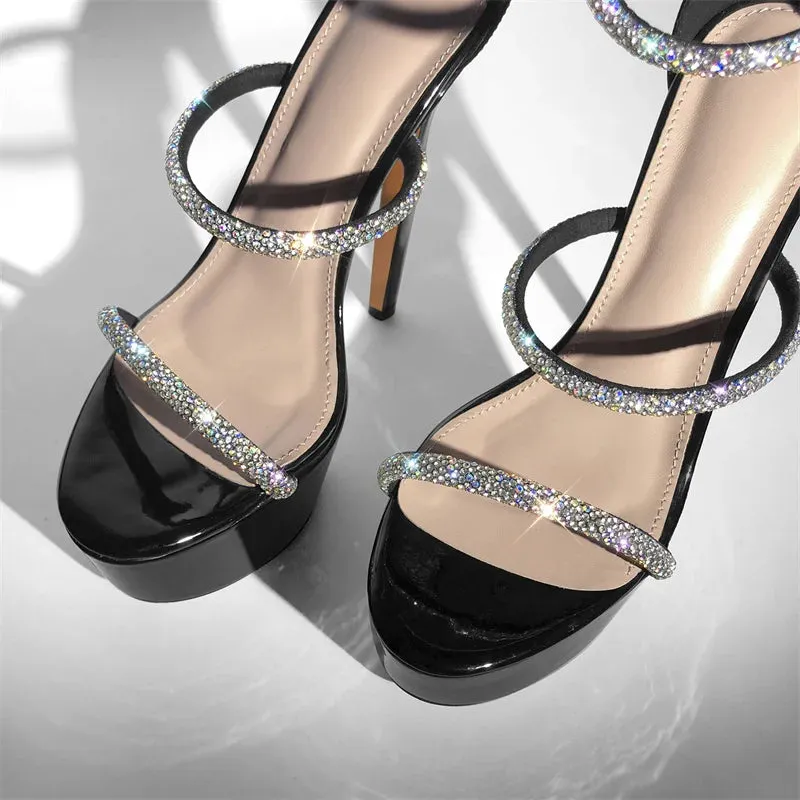 Platform Rhinestones Open Toe Thin High Heel Sandals